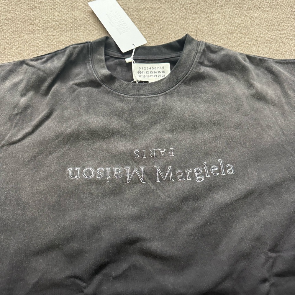Maison Margiela Reverse Logo T-Shirt 'Washed Black' Size L - Picture 3 of 5